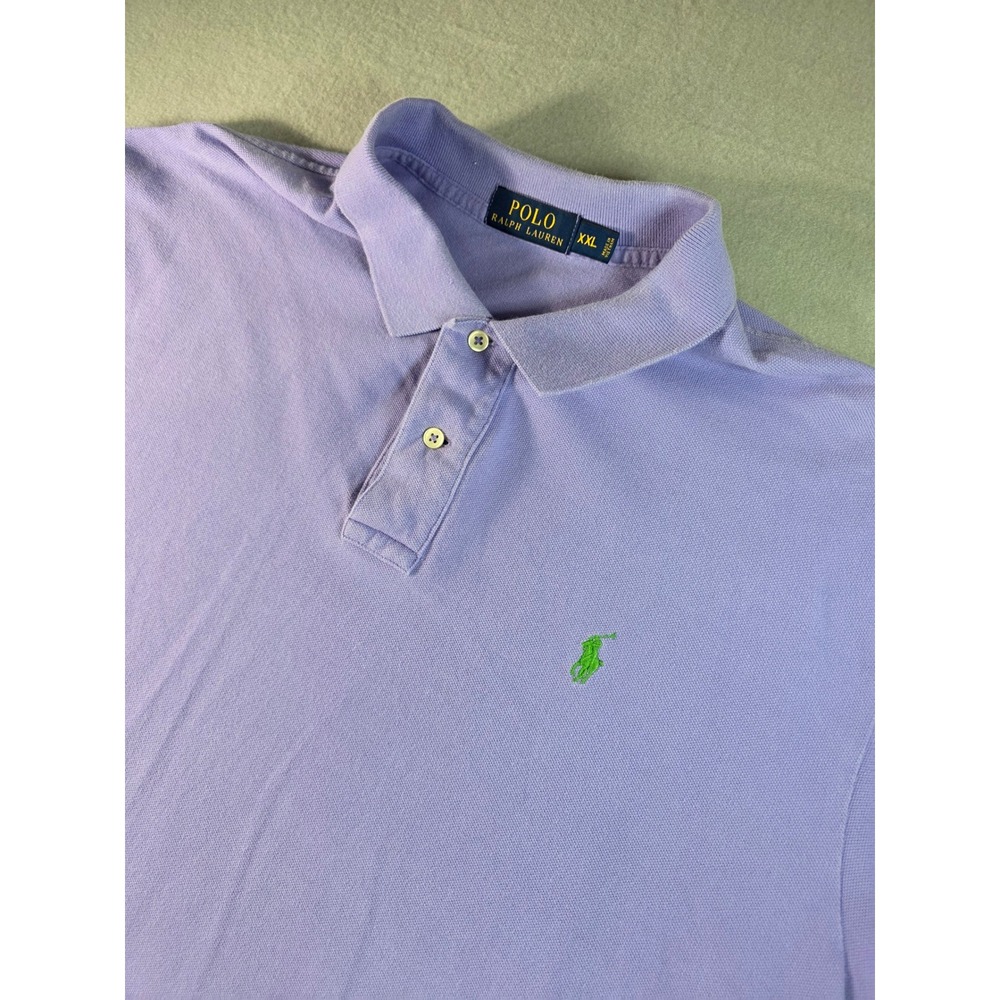 Polo Ralph Lauren Mens XXL Purple Short Sleeve Pique Polo Shirt Green Pony Logo